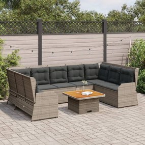 vidaXL 7 pcs conjunto lounge de jardim c/ almofadões vime PE cinzento
