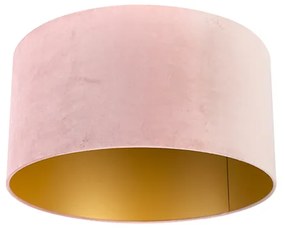 Abajur de veludo rosa 50/50/25 com interior dourado