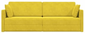Sofá-Cama de Chão 2 em 1 Amarelo 213x144x60 cm Veludo
