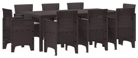 vidaXL Conjunto de Jantar para Jardim 9 pcs Castanho Polipropileno