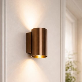 Candeeiro de parede moderno bronze escuro redondo 2 luzes - Sandy