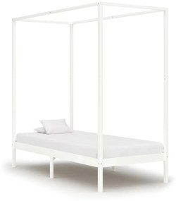 Estrutura de cama com toldo 90x200 cm pinho maciço branco