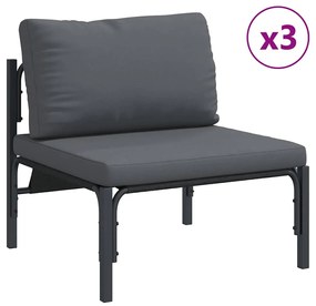 Conjunto de Sofá de Jardim 7 pcs Cinzento-escuro Aço
