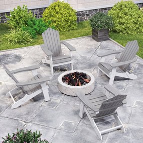Conjunto de 2 Cadeiras Adirondack Dobráveis, 88 x 77 x 95 cm, Apoios de Braços Largos, Cinzento