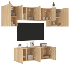vidaXL 6 pcs móveis de parede p/ TV derivados madeira carvalho sonoma