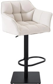 Banco de bar Damaso em tecido e com estrutura preta 64 x 88-113 x 45 cm Branco
