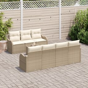 Conjunto de Sofás de Jardim vidaXL de 8 Peças com Almofadas Bege Polyr