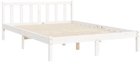 Cama sem colchão 140x200 cm madeira de pinho maciça branco