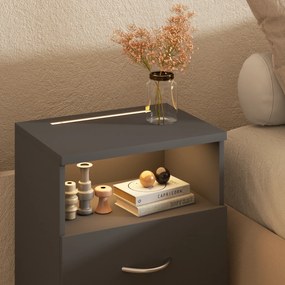 Mesa de cabeceira Jamie com iluminação integrada 55x40x28cm Antracite