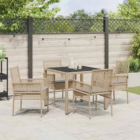 Conjunto de Jantar para Jardim 5 pcs Bege 90 x 90 x 75 cm