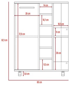 Móvel de bar Garrafeira Andorra com compartimento aberto, 82,1 cm a x 60 cm e x 37,7 cm p, Castanho
