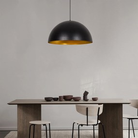 Candeeiro Suspenso Sivani – Preto e Dourado – Diâmetro 60 cm, Altura 1