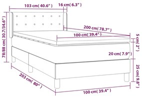 Cama com molas/colchão 100x200 cm couro artificial branco