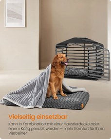 Cama para cães XXL 122 x 74 cm com estofamento macio cinza ardósia