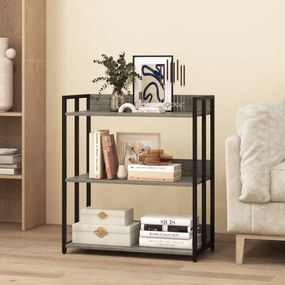 Estante de 3 prateleiras ajustáveis e estrutura metálica para cozinha, sala 70 x 35 x 81 cm Cinzenta