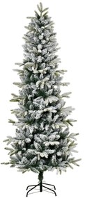 HOMCOM Árvore de Natal Ø95x210cm Neve Artificial com 784 Pontas de Ramos Ignífugos e Suporte de Aço Decoração de Natal para Interiores Verde e Branco