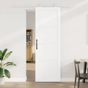Porta Deslizante vidaXL com Conjunto de Ferragens 'ORKDAL'Branca de Madeira Sólida de Pinus
