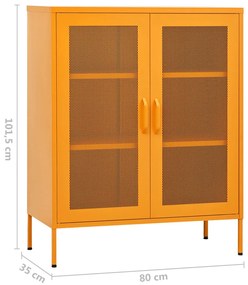 Armário de arrumação aço 80x35x101,5 cm amarelo mostarda