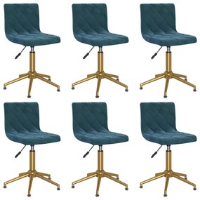 vidaXL Cadeiras de jantar giratórias 6 pcs veludo azul