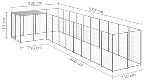 Canil 7,26 m² aço prateado