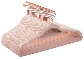 Conjunto de 30 cabides de veludo 45 x 23,5 cm rosa + dourado