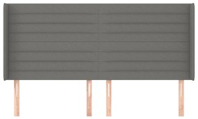 Cabeceira cama c/ abas tecido 163x16x118/128 cm cinzento-escuro