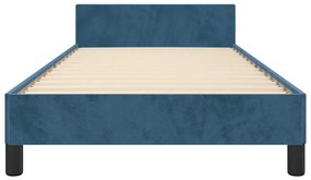 Estrutura de cama sem colchão 90x190 cm veludo azul-escuro