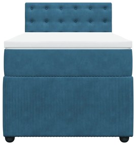 Cama boxspring com colchão 90x190 cm veludo azul