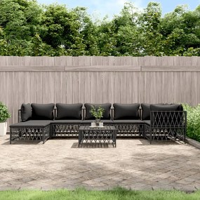 vidaXL 8 pcs conjunto lounge de jardim com almofadões aço antracite