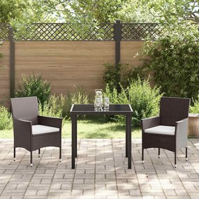 Conjunto de Jantar para Jardim de 3 Peças em Rattan Sintético Castanho