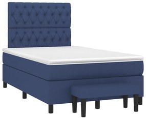 Cama com molas/colchão 120x200 cm tecido azul