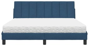 Cama com colchão 160x200 cm tecido azul
