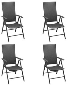 5 pcs conjunto de jantar p/ jardim vime PE preto