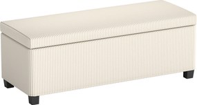 HOMCOM Banco de Arrumação Capacidade de 84 L Estofado em Veludo Banco Pé de Cama para Dormitório 112x42x40 cm Bege | Aosom Portugal