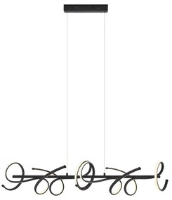 LED Candeeiro suspenso de design preto retangular regulável em 3 níveis - Krisscross Moderno
