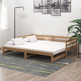 806953 vidaXL Estrutura sofá-cama de puxar 2x(90x200) cm pinho castanho-mel