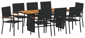 Conjunto de Jantar de Jardim vidaXL 9 Peças Preto Poliratan