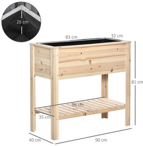 Horta Vertical Elevada com Prateleira 90x40x81cm Mesa de Cultivo de Ma