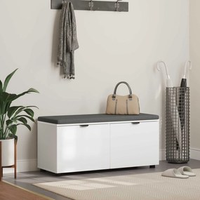 vidaXL Banco de Hall com almofada com porta Branco 100 x 38 x 46 cm