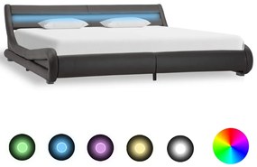 Estrutura de cama com LED 180x200 cm couro artificial cinzento