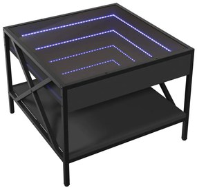 Mesa de centro c/ luzes LED Infinity 50x50x38 cm preto
