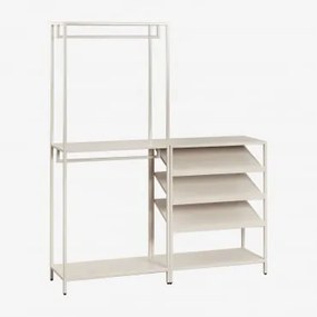 Guarda-roupa Modular Aberto Janine De 2 Peças Com Cabideiro Baixo De Aço E Sapateira Tapioca Bege - Sklum