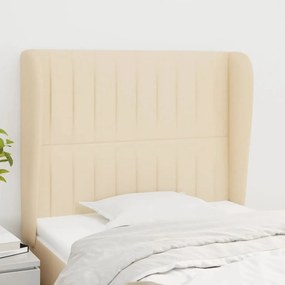 Cabeceira de cama c/ abas tecido 93x23x118/128 cm creme