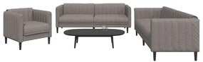 3 pcs conjunto de sofás tecido cinzento-acastanhado