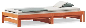 vidaXL Sofá-cama com gavetão 90x200 cm madeira de pinho castanho cera