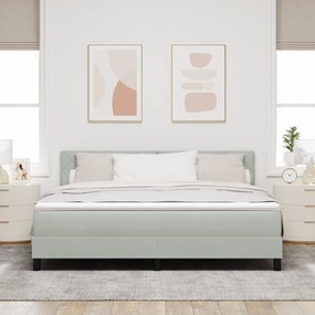 Cama Box com Colchão e Luz LED Cinza Claro 180x200 cm Veludo
