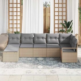 Conjunto de Sofá de Jardim com 7 Peças da em Rattan Poly Bege