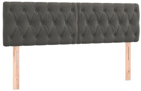 Cama box spring c/ colchão/LED 160x200cm veludo cinzento-escuro