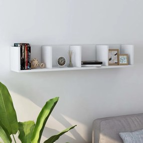 vidaXL Prateleira de parede para CD 100x18x18 cm deriv. madeira branco