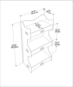 Estante Fesa – Carvalho – 65,6 x 80,5 x 34,3 cm